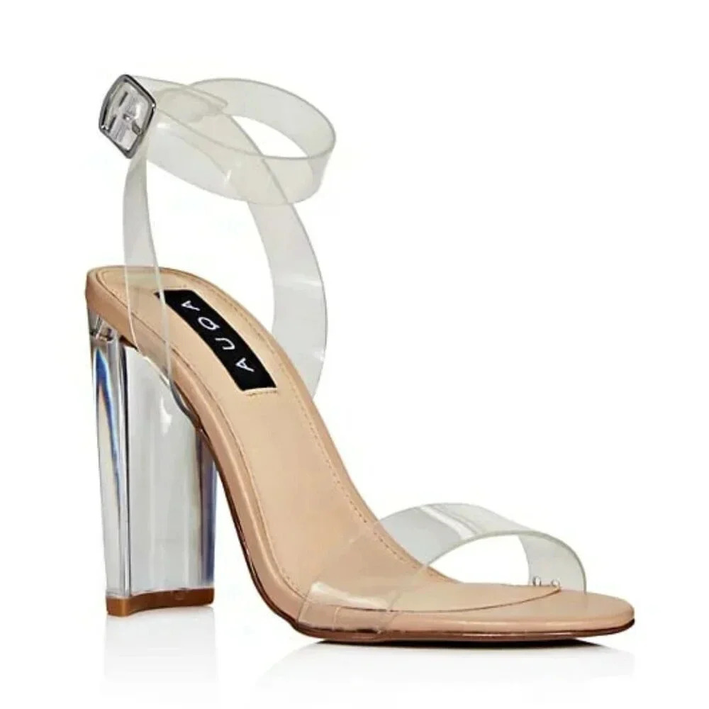 Aqua Women's Luna Clear High-Heel Sandals Size 9 M (MSRP $129)